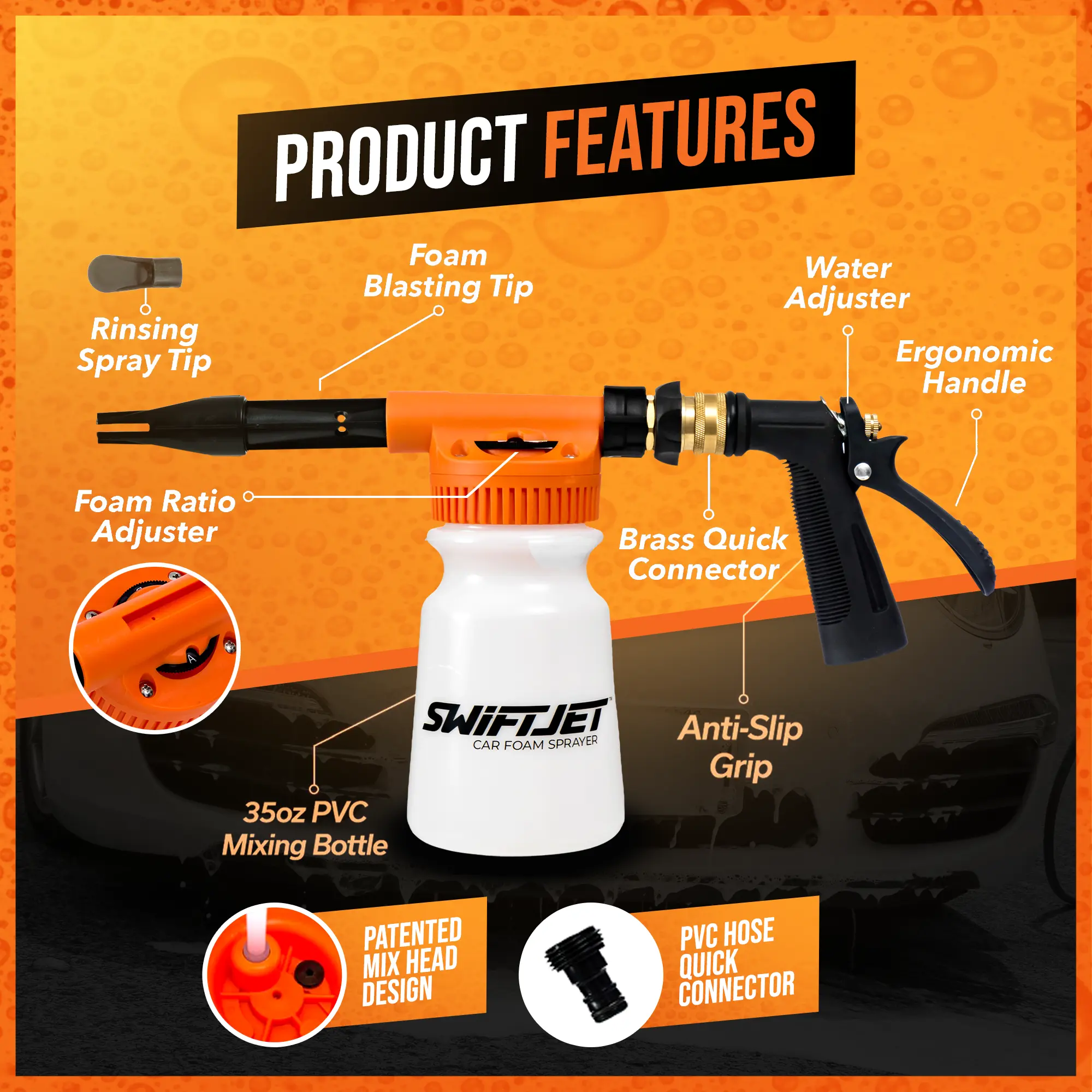 SwiftJet Foam Sprayer with Wash Mitt For Car Washing - TikTok Shop