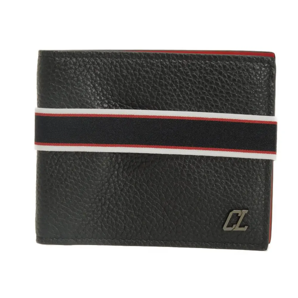 Pre-owned christian louboutin Calfskin Small Leather Goods FAV Signature Band Calf Leather Bifold Wallet