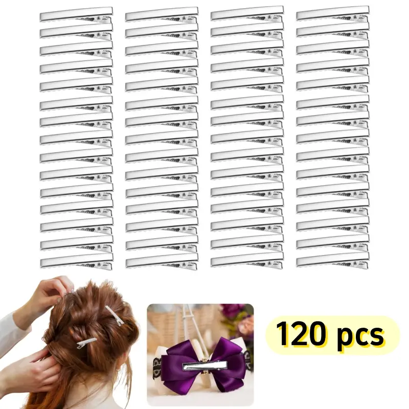 120 pieces mini metal hair clip set -2.16 inches, non slip, can be used for DIY bow making crocodile clips, hair clip crafts