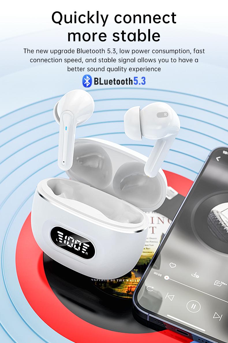 Wireless High-Fidelity Stereo Earphones with Screen Active Noise Cancelling Headphones earbuds comfort earbuds sale gym headphones ipx5 waterproof earbuds