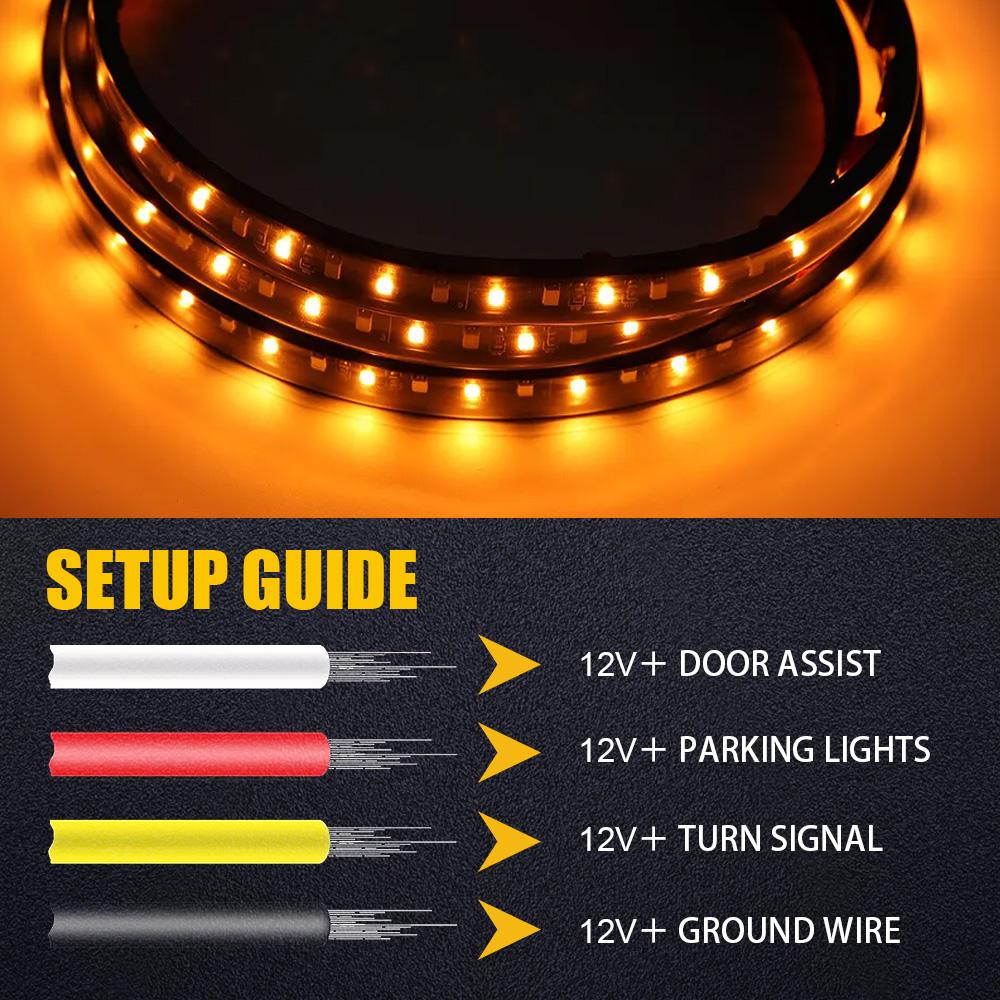 2x 70" Running Board LED Light DRL Side Step Strip Bar Amber White Turn Signal