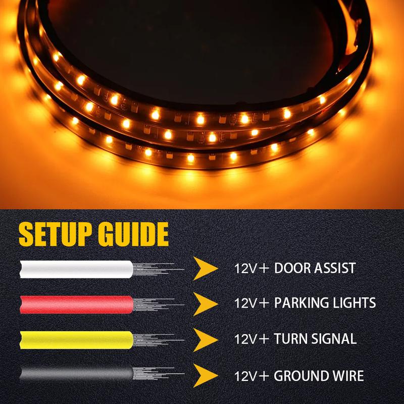 2x 70" Running Board LED Light DRL Side Step Strip Bar Amber White Turn Signal