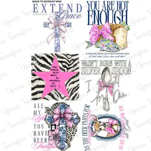 Made To Worship Mini DTF Transfer Gang Sheet 24.5" x 36" Direct To Film for DIY Enthusiasts Vibrant Custom Options Cozy Handmade Aesthetic Pink Green Christmas Design