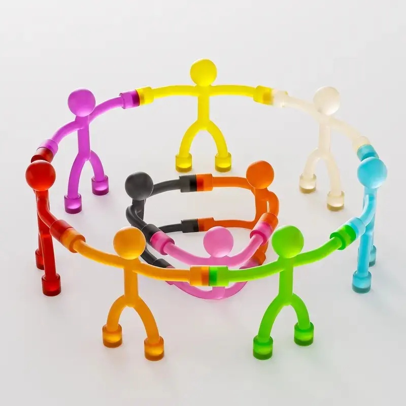 10-Pack Silicone Magnetic Fidget Figures for Kids & Adults – Bendable Sensory Stress Relief Toys, Squishy Magnets for Fridge & Whiteboard, Travel Fidgets, Birthday Party Favors, Easter Basket Gifts