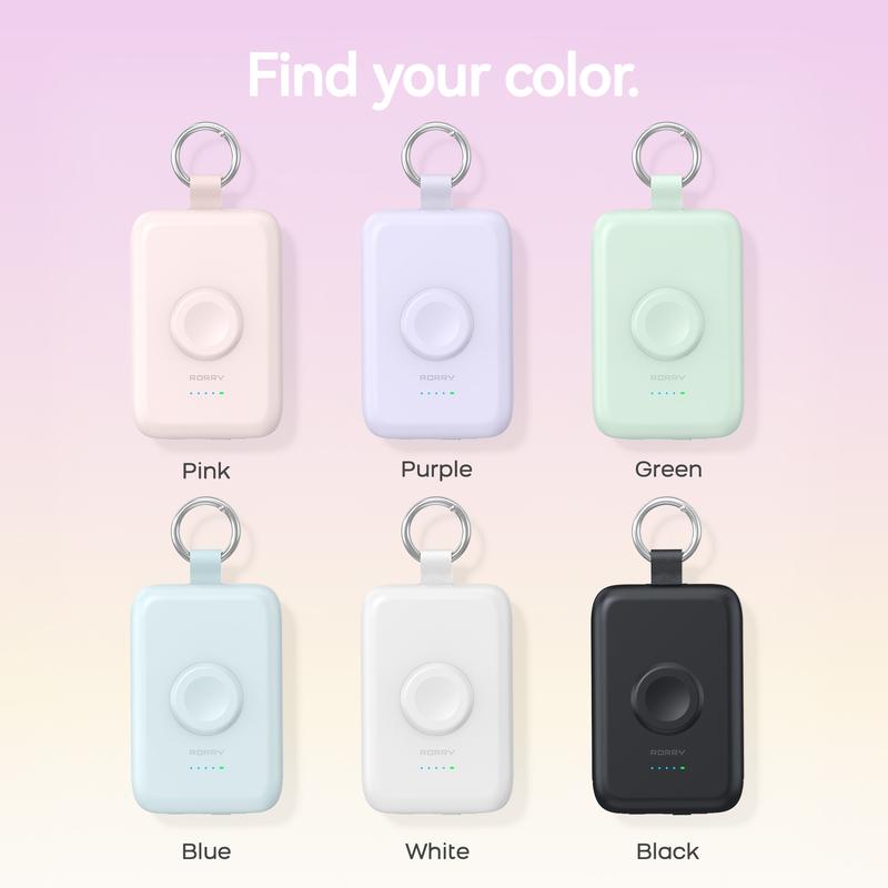 RORRY 10000mAh Portable Charger 22.5W Fast Charging Power Bank with Built-in Cables & Keychain for iPhone 17-11 iWatch Android AirPods iPad Perfect Gift Travel Battery Pack Lightweight Valentinesdaygift