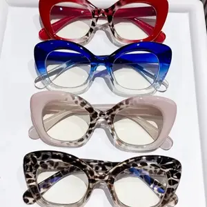 4pcs Women's Double-color Decorative Frame in Red Blue Taupe & Leopard Patterns