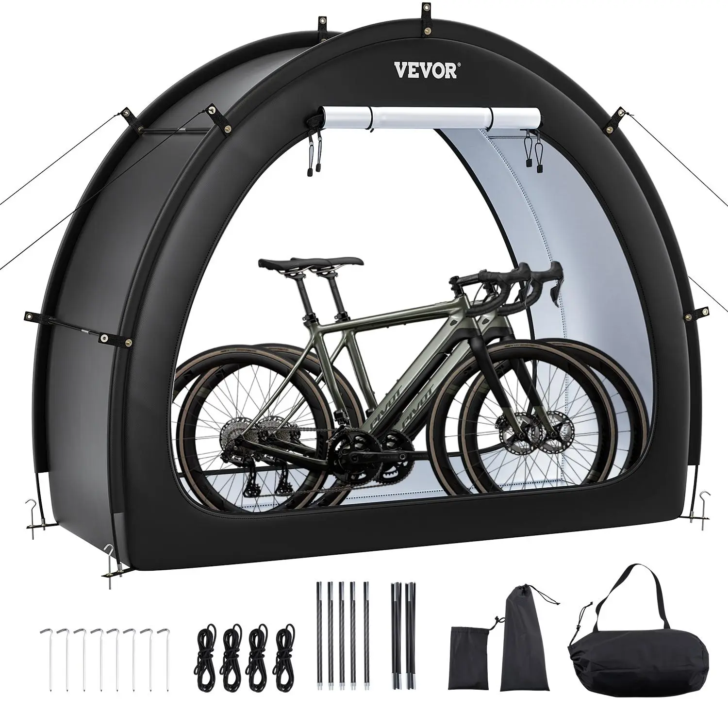 【summerfinds】VEVOR Bike Storage Tent, 1 to 2 Bikes, Outdoor Spacious Bike Storage Tent with Ventilated Window, Waterproof Fan-Shaped Bike Tent with High Strength Fiberglass & Dual Zippers, Fit for Bicycle