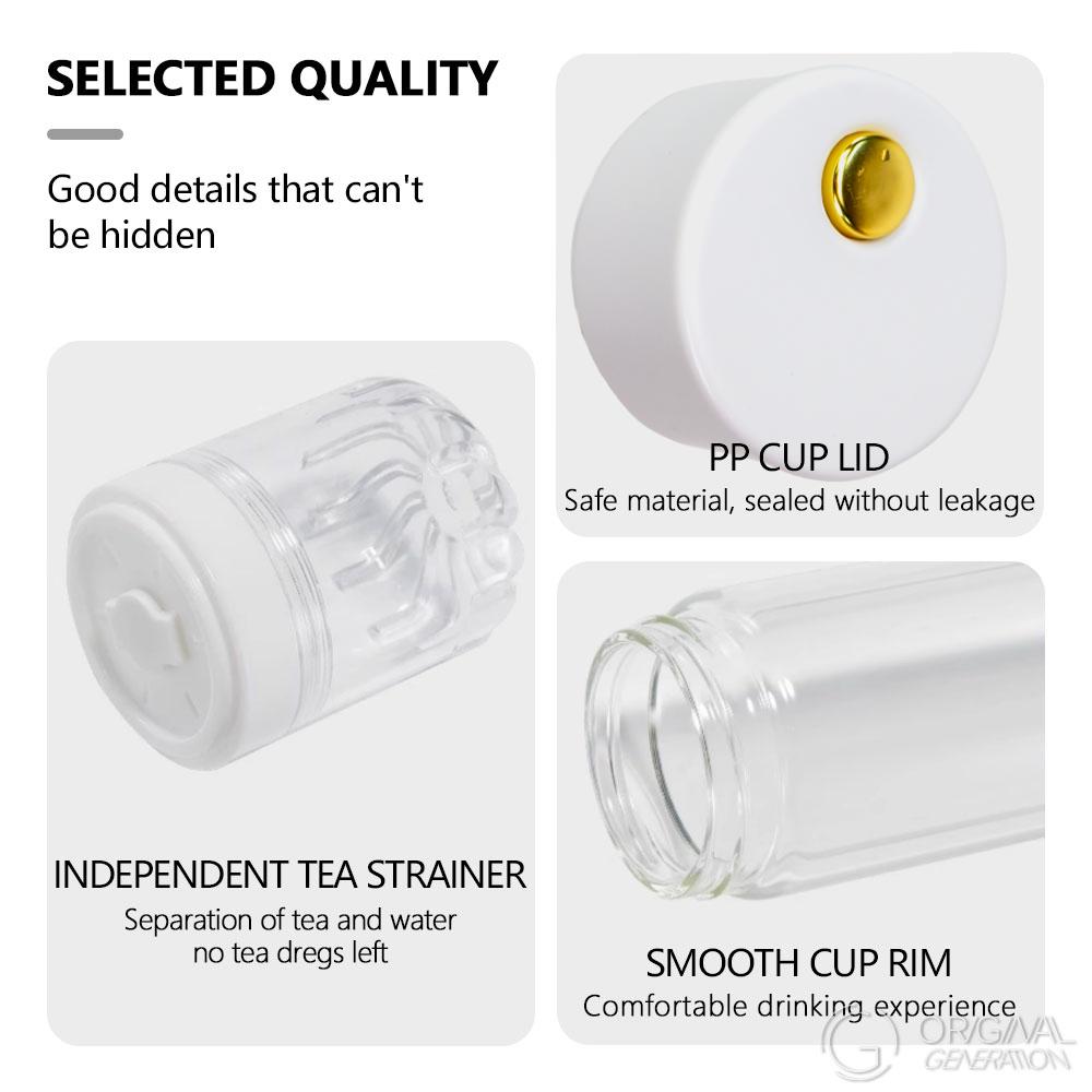 New Magnetic Tea Separator Glass Bottle Double Layer Heat Protection Glass Bottle Double Glass Insulation To Prevent Scalding Bottle