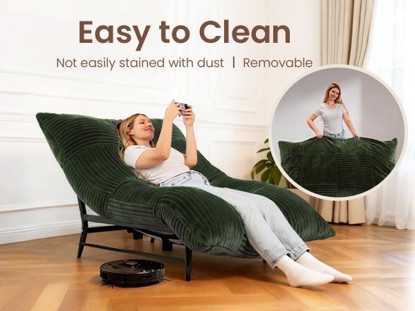 【versatile】Oversized Bean bag chair lazy sofa with base, 4 in 1 Convertible Bean Bag Couch with Base, Comfy Boneless Couch, soft and Comfortable Recliner Sofa Bed with Removable Upholstery for Living Room, or Bedroom