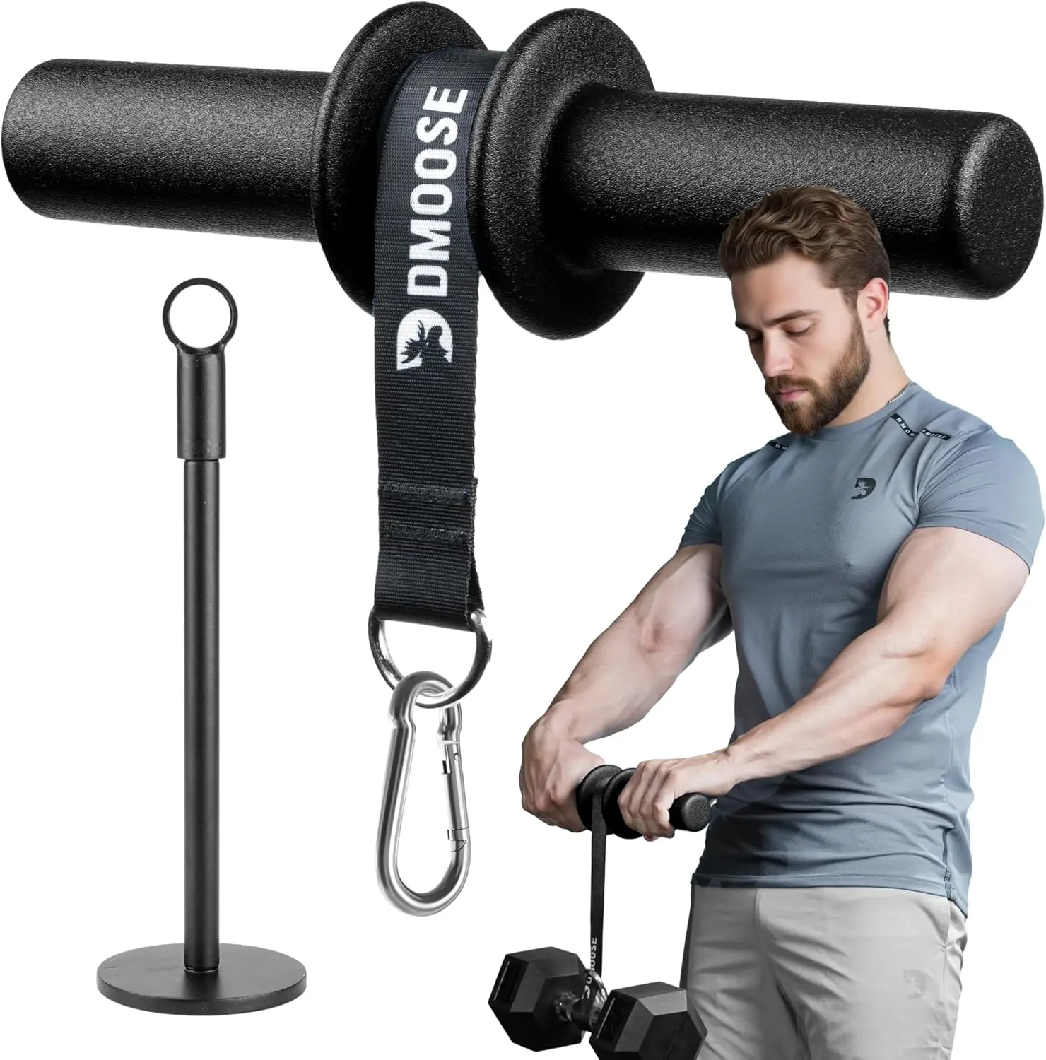 DMoose Fitness 2-in-1 Forearm Strengthener & Wrist Roller, Arm Exerciser with Non-Slip Premium Grip, Durable Nylon Rope for Tendonitis Support, Wrist Recovery, Unisex, Compact, Dual Function