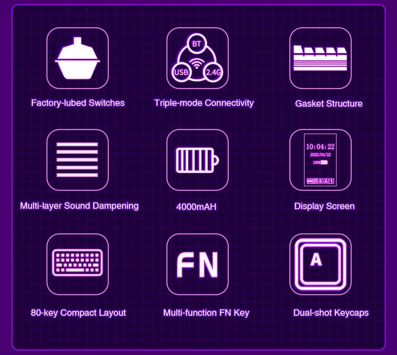 AULA S75 Pro Wireless Mechanical Gaming Keyboard with Screen Knob RGB Backlit Tri-Mode 2.4G USB-C Bluetooth5.0 Hot Swappable Gasket for Gamers PC Accessories