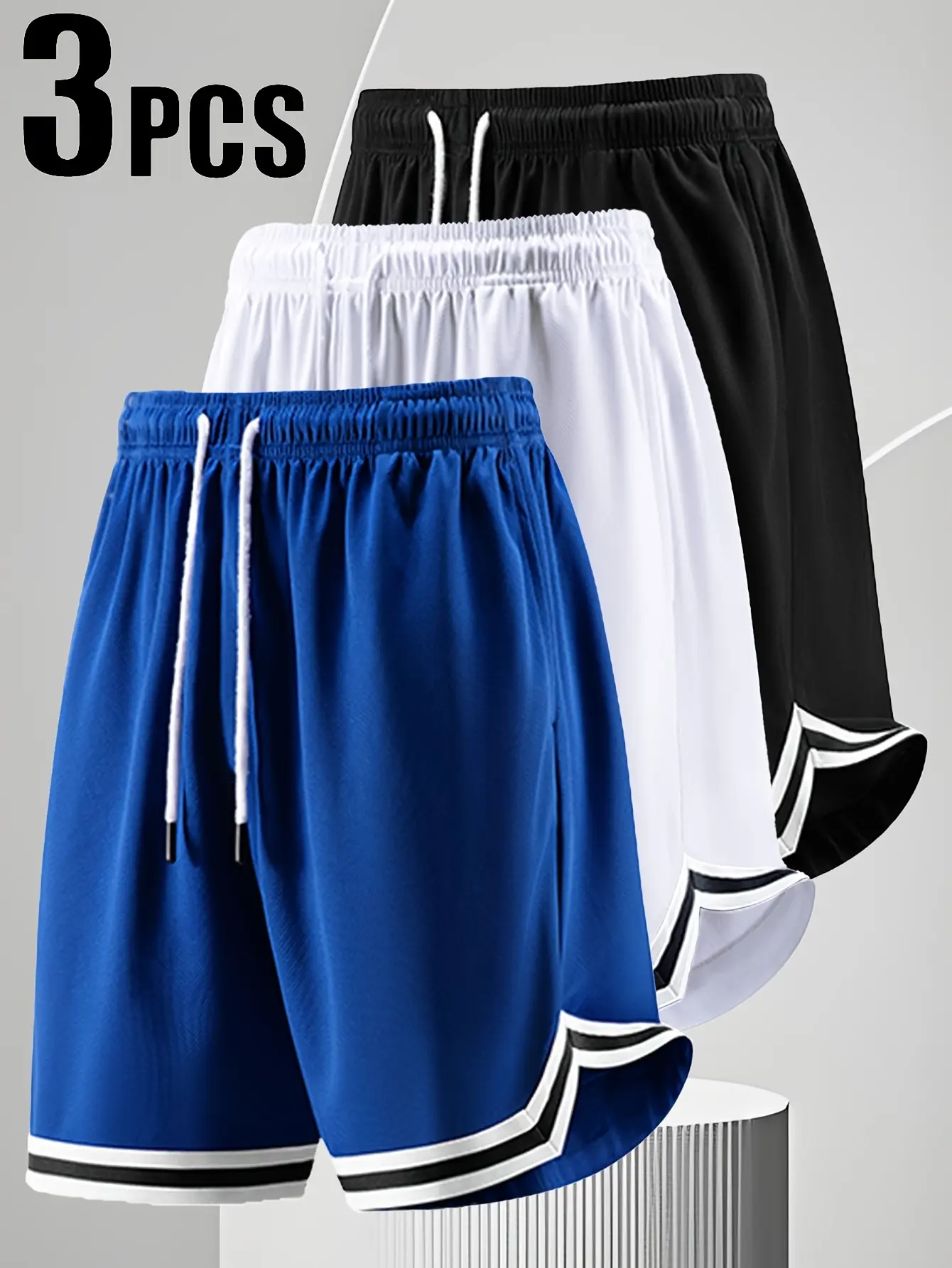 Men’s 5-pack athletic casual shorts ideal for fitness in solid colors with a breathable, quick-dry design, featuring zippered pockets and an adjustable drawstring waist, suitable for outdoor activities and training. Tropical Menswear