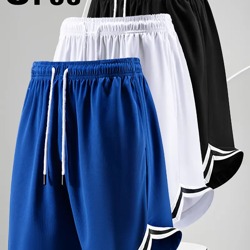 Tropical Casual Men’s 5-Pack Loose-Fit Athletic Shorts - Quick-Dry, Fast-Dry Fabric, Breathable Solid Colors, Adjustable Waistband, Zippered Pockets, Ideal for Fitness Training, Outdoor Wear,sohochic