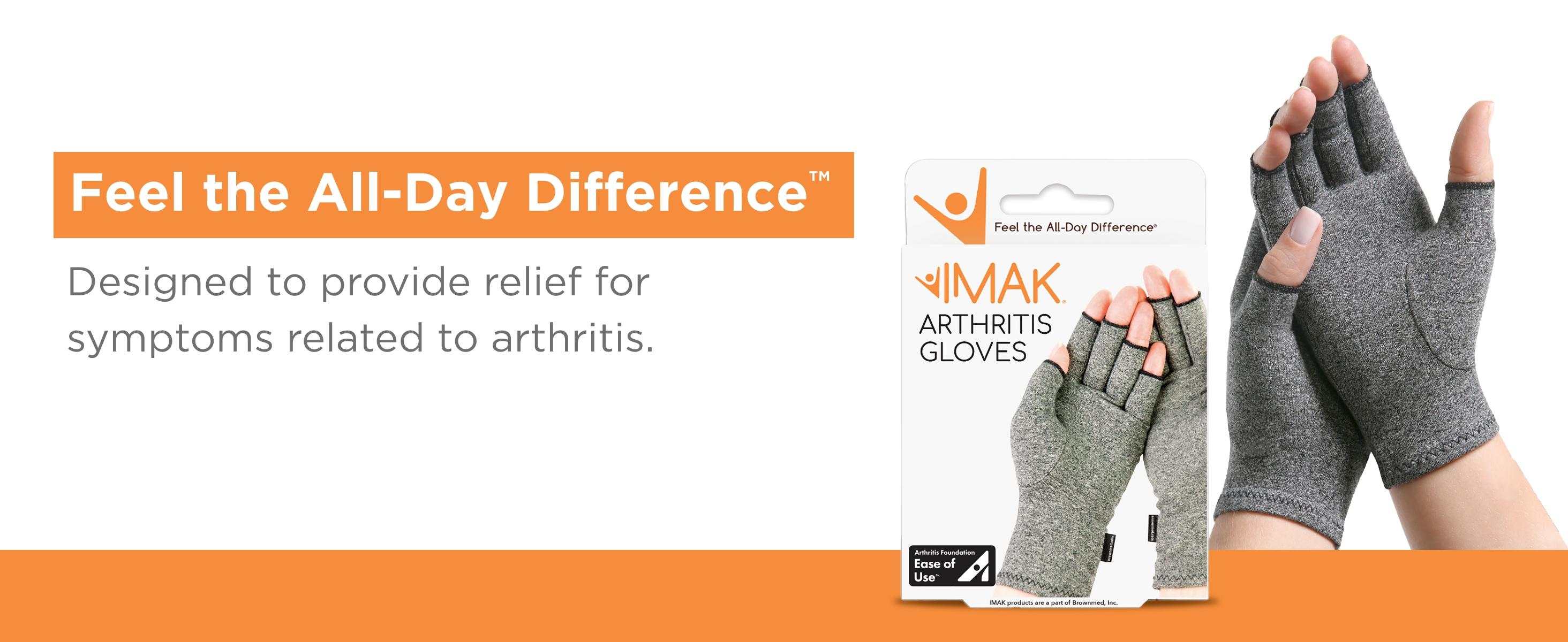 BrownMed IMAK Arthritis Gloves - Open Fingertips, Mild Pressure for Warmth and Circulation