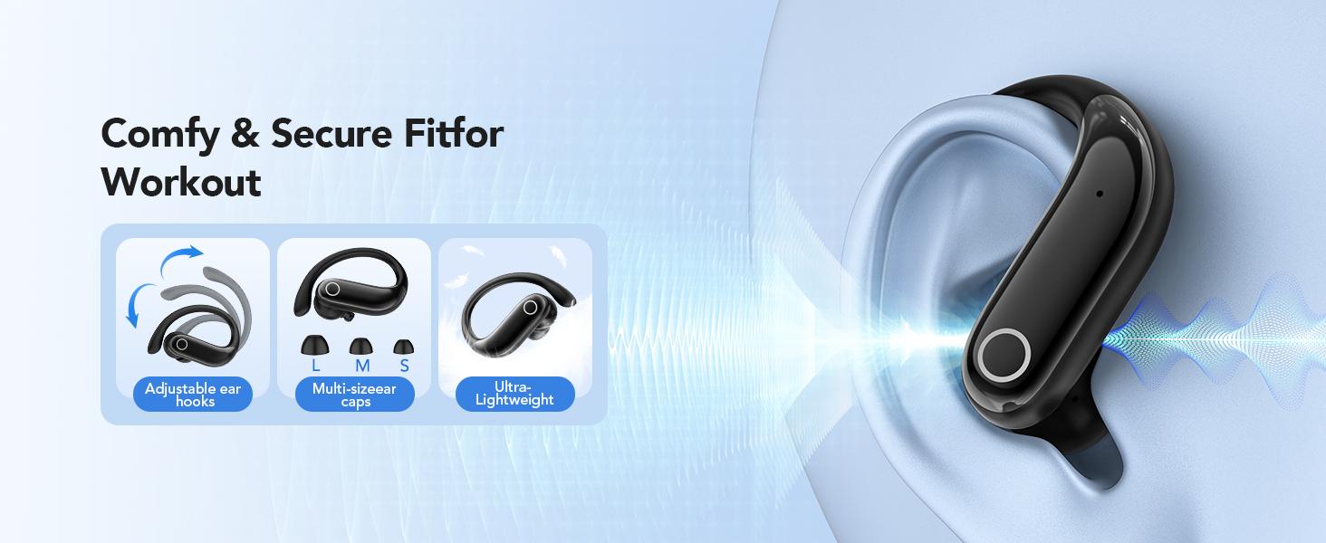 HTC NE61 Wireless Bluetooth Earbuds, Heart Rate Monitor, IPX5 Waterproof, Support 134 Languages Android Audio