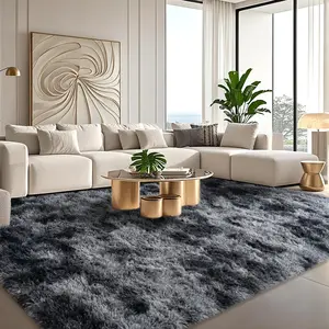 Tie-Dyed Black Rugs for Bedroom Large - Ultra Soft Faux Fur Area Rug - Plush Non-Slip Shaggy Carpet for Living Room, Cozy Fluffy Rug for Kids Boys Girls Dorm Nursery Room, High Pile Carpet