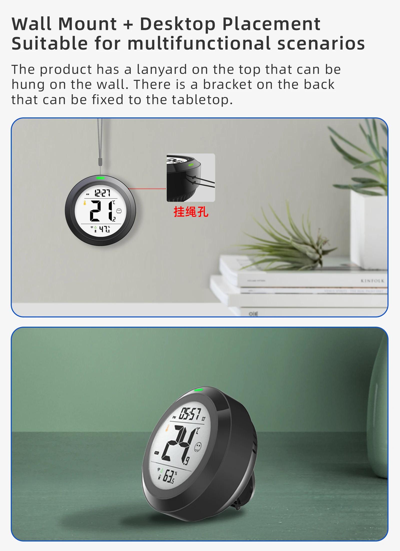 PROTMEX Tuya Wifi Bluetooth Thermometer Hygrometer Date Time Alarm Multifunctional with Smart Life APP Temperature Humidity