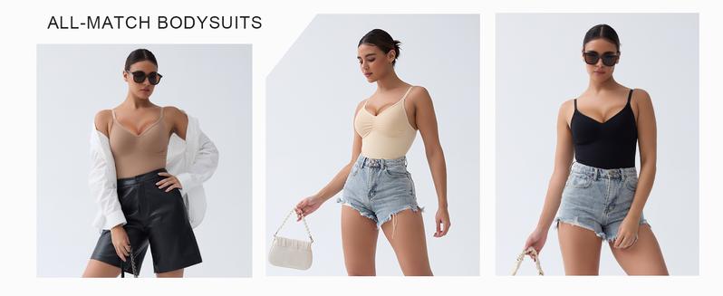 SHAPERX Tummy Control Thong Bodysuit Built in bra Shapewear for Women with Removable Pads Womenswear Underwear