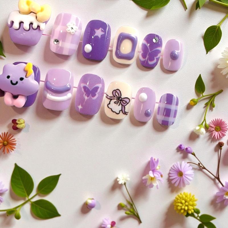 SOPHIA BLOSSOMS Press-On Nails Cute Safe Easy Application Kid-Friendly Gentle Materials Adorable Designs for Kids Soft Flexible Reusable