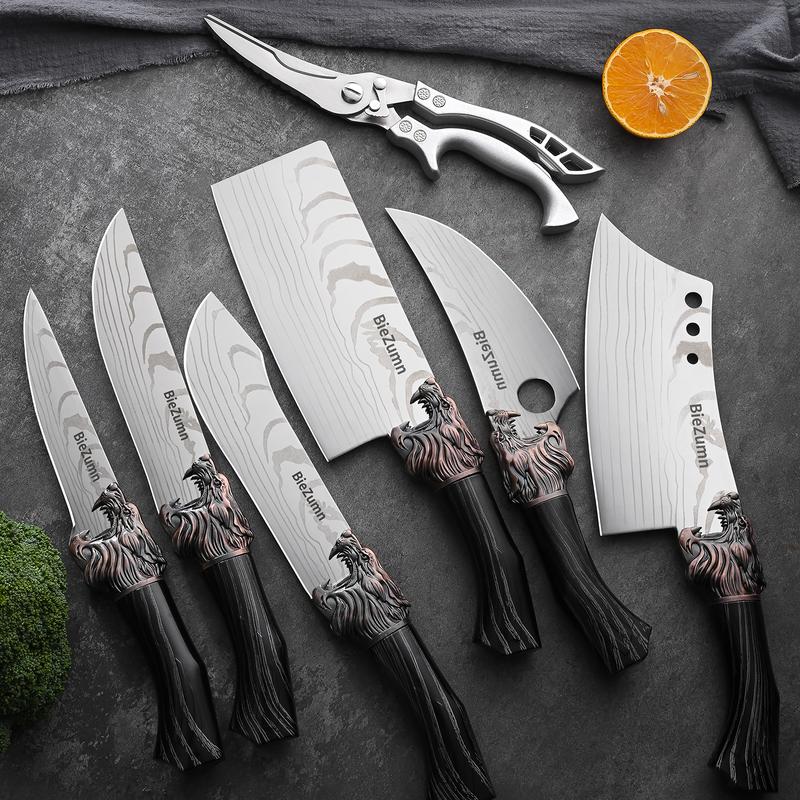 Knife Multicolor Premium Stainless Steel Cutlery Set Block Kitchen Knives super sharp kitchen knife Super Sharp masakan  rumahan