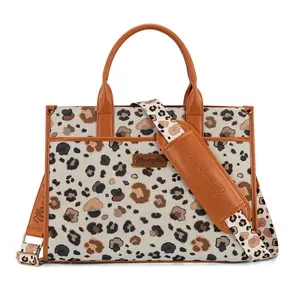 Wrangler Leopard Print Canvas Oversized Tote with Adjustable Strap for Women