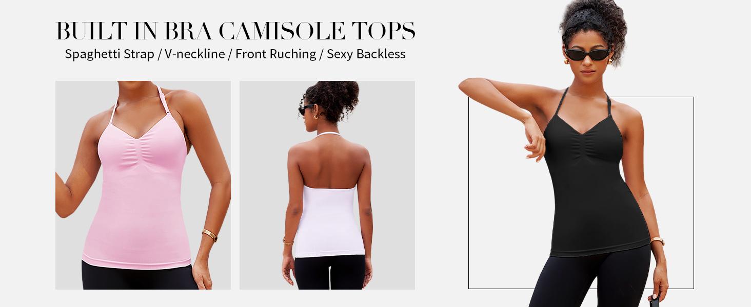 V FOR CITY SoftHue Impact Longline Halte Strappy Top Women's Halter Workout Tank Tops Backless Gym Longline with Adjustable Strap SpringStatements