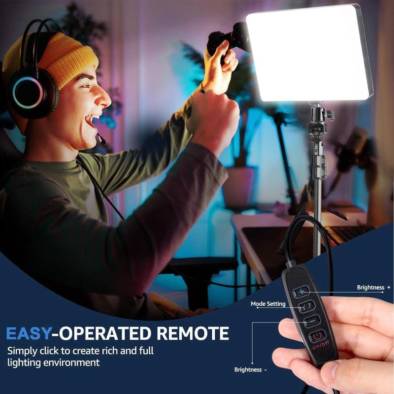 10" LED Square Light Panel with 57" Adjustable Tripod, Dimmable Brightness Control 3 Color Temperature (2200K-4500K) for Video Recording, USB-Powered, Ideal for YouTube TikTok Instagram Content Creation (1PCS)#valentine's day gifts#new years