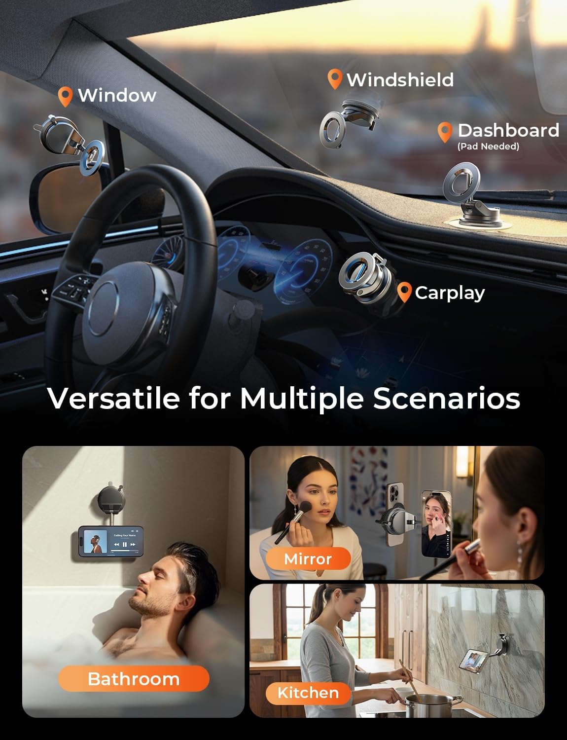 LISEN for Magsafe Car Mount, Magnetic Phone Holders for Your Car, Vacuum Phone Mount for Car Accessories for Women Men Interior Jeep BMW, SuctionPro Gifts Kits, for iPhone 17 Pro Max 16 15 14 13 LISEN for Magsafe Car Mount, Magnetic Phone Holders for Your Car, Vacuum Phone Mount for Car Accessories for Women Men Interior Jeep BMW, SuctionPro Gifts Kits, for iPhone 17 Pro Max 16 15 14 13