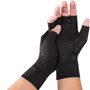 Arthritis Gloves (1 Pair), Copper Infused Fingerless Compression Gloves, RSI and Relieve Hand Pain for Women & Men
