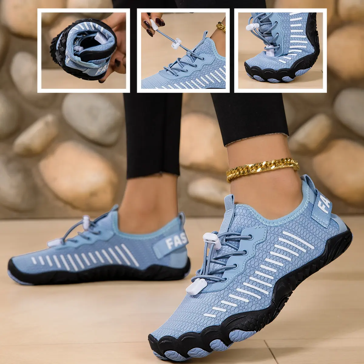 Women’s Wide Toe Box Breathable Quick-Dry Water Shoes, Non-Slip Barefoot Aqua Sneakers, Lightweight Comfort Footwear for Hiking, Camping, Beach, Pool, River Trekking & Running, Ideal for Wide Feet & All Water Activities