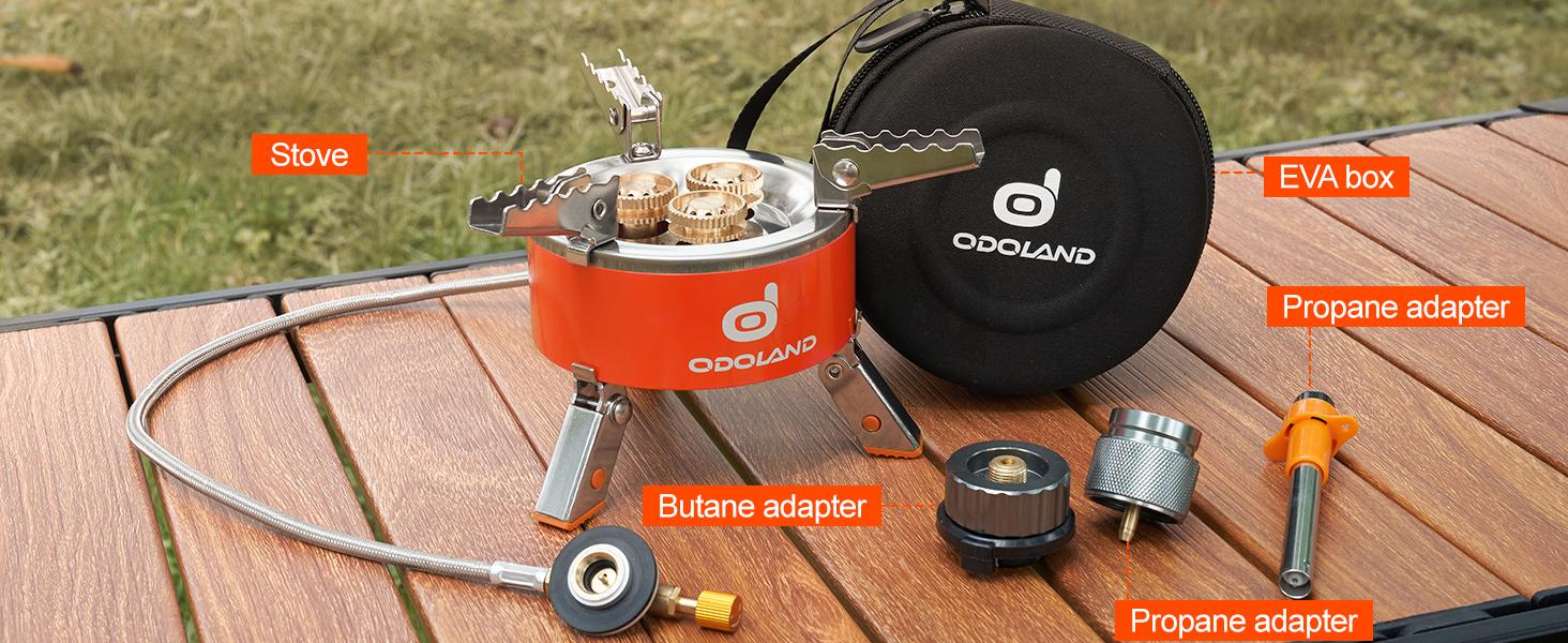 Odoland 9000W Portable Camping Stove Lightweight Camp Stove Collapsible Backpacking Stove with EVA Box for Outdoor Camping Cooking Hiking and Picnic Emergency