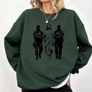 Resist ice Jesus Solidarity Immigrant Rights Art Sweatshirt
