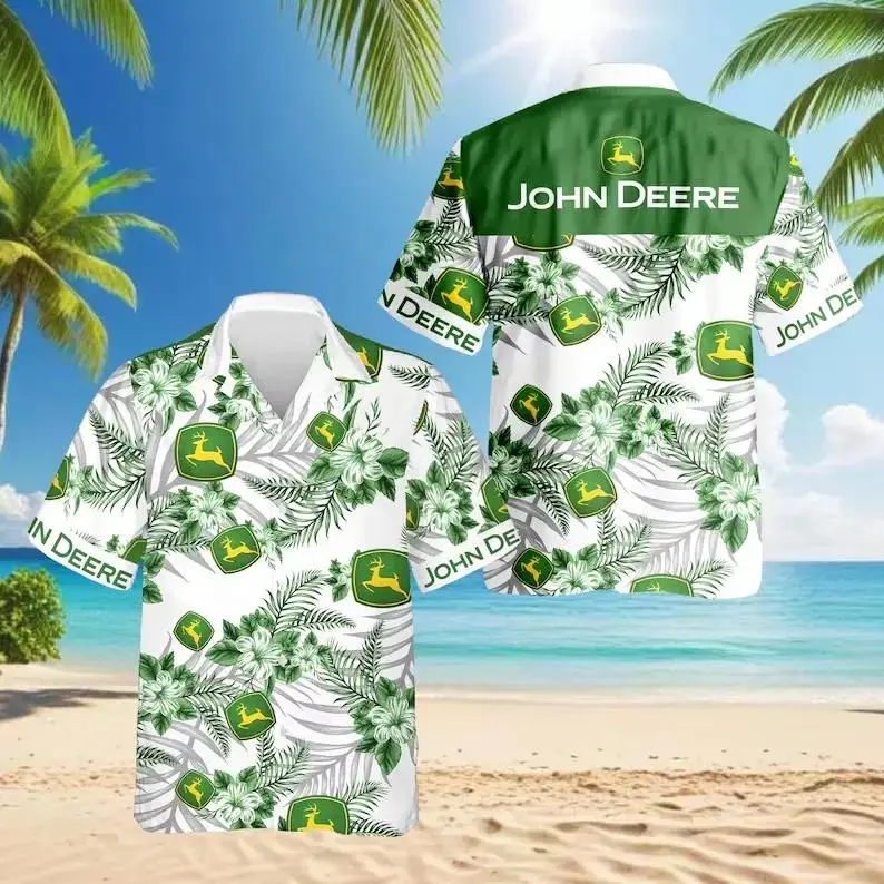 Full Print Vintage John Deere Hawaiian Shirt, Beach Outfit, Summer Outfit, Best Gift Idea, Gift for Men Women