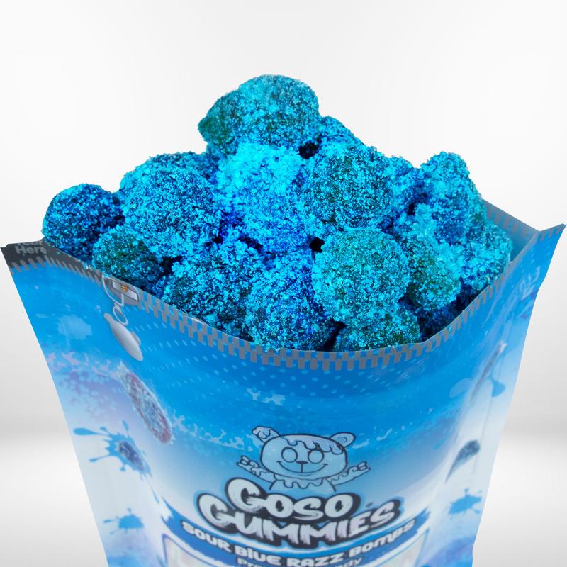 Goso Gummies Sour Blue Razz Gusher Bombs + 2 FREE Sour Blueberry Bites Bags - Viral Candy Deal – Free Gift