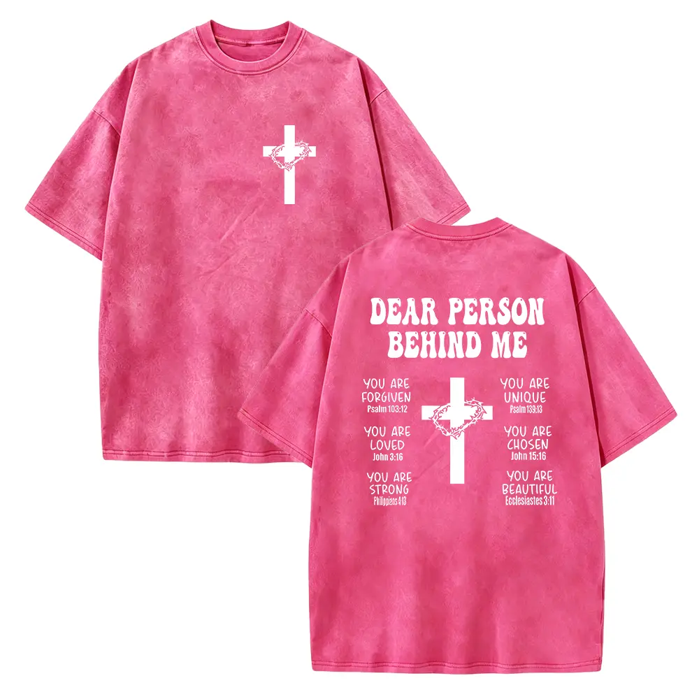 Men's Short-Sleeve Seamless Graphics T-Shirt - Dear Person Behind Me Christian Shirt, Love Like Jesus Bible Verse Gift, Casual Cotton Fabric Clothing