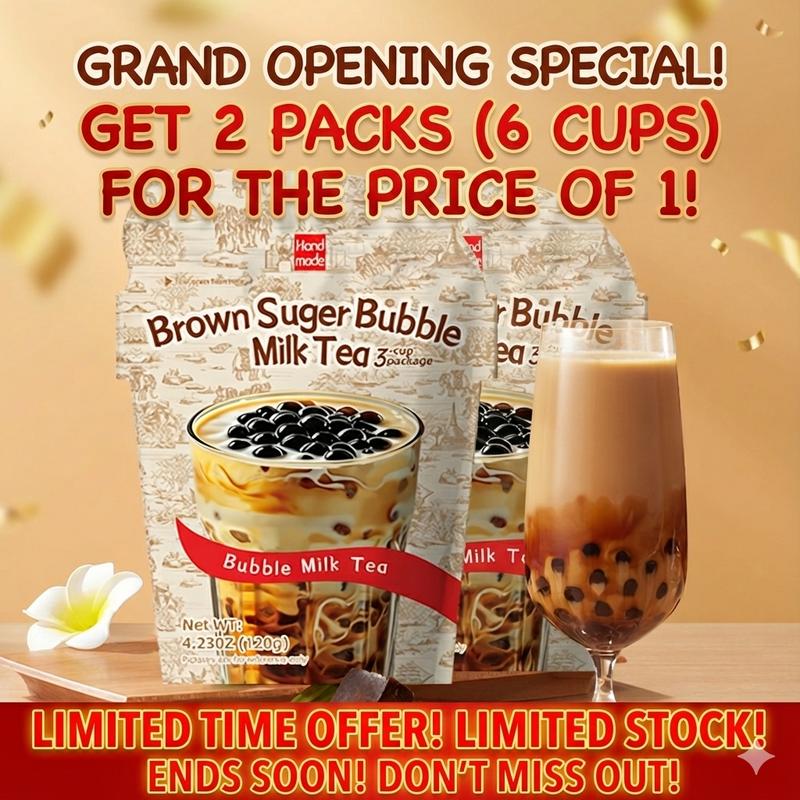Homemade Boba Milk Tea Kit 6 Servings Authentic Taiwanese Bubble Pearl Milk Tea with Brown Sugar Tapioca Ready in Under One Minute Gluten-Free Vegetarian-Friendly Beverage Drinks