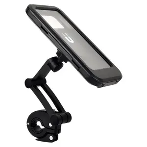 Waterproof Motorcycle Phone Holder, Universal Handlebar Mount Phone Case with 360° Rotation, Adjustable Extension Arm, Shockproof Rainproof Bike Phone Holder for Motorcycle, Bicycle, E-Bike, Scooter, GPS Navigation Riding Accessory