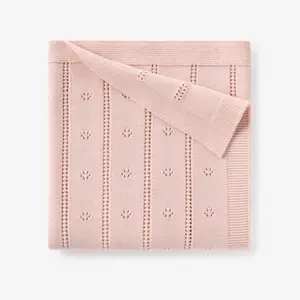 Pale Pink Pointelle Knit Baby Blanket