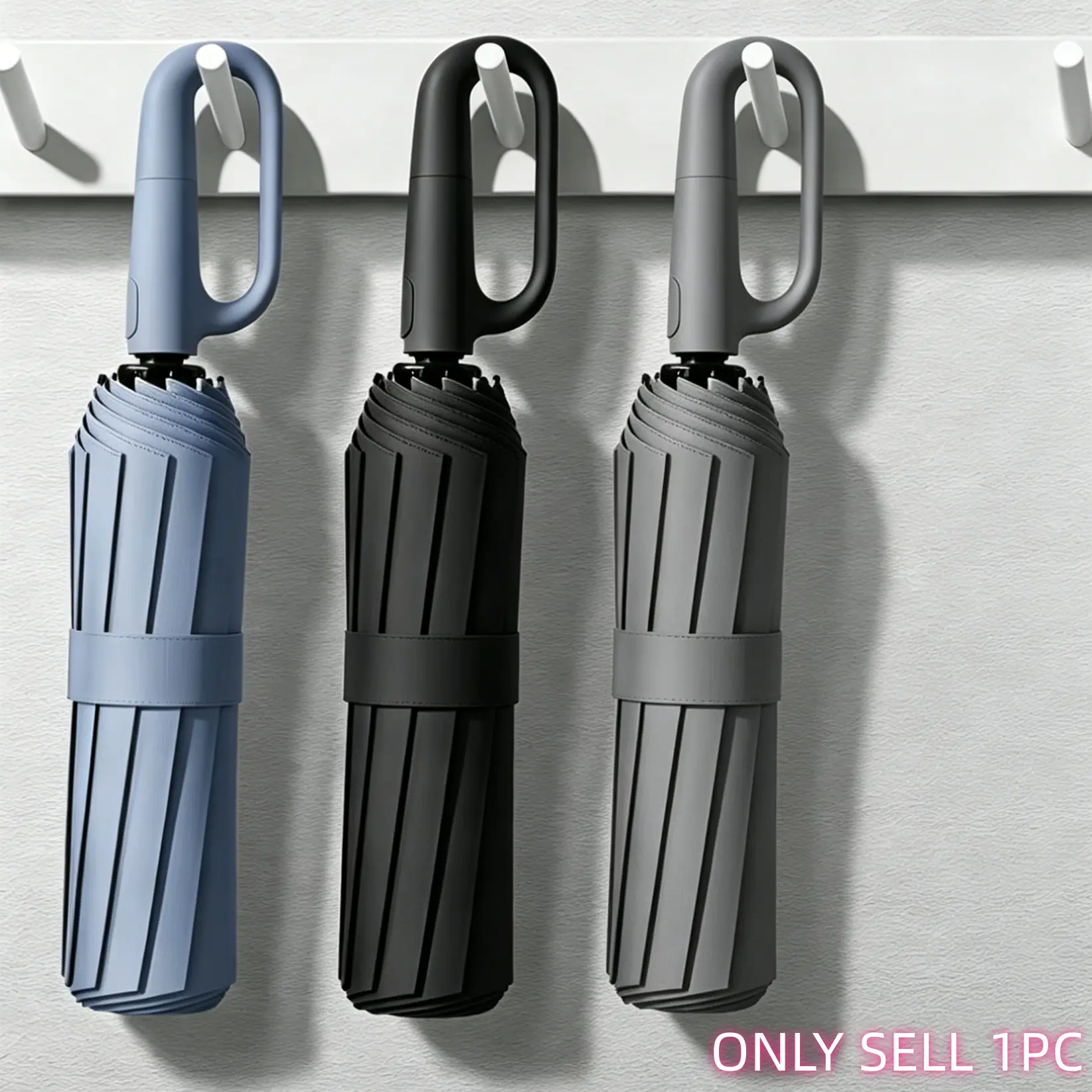 Automatic Folding Umbrella, 1 Count/60pcs Portable Rain Umbrella with Loop Buckle, Windproof & Waterproof Umbrella for Men & Women