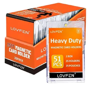 Magnetic Card Holder 25 Packs, 35pt Card Holder Touch for Trading Cards, U-V Protection Magnetic Card Case for Baseball Game Sports Cards, Card Protectors Hard Plastic