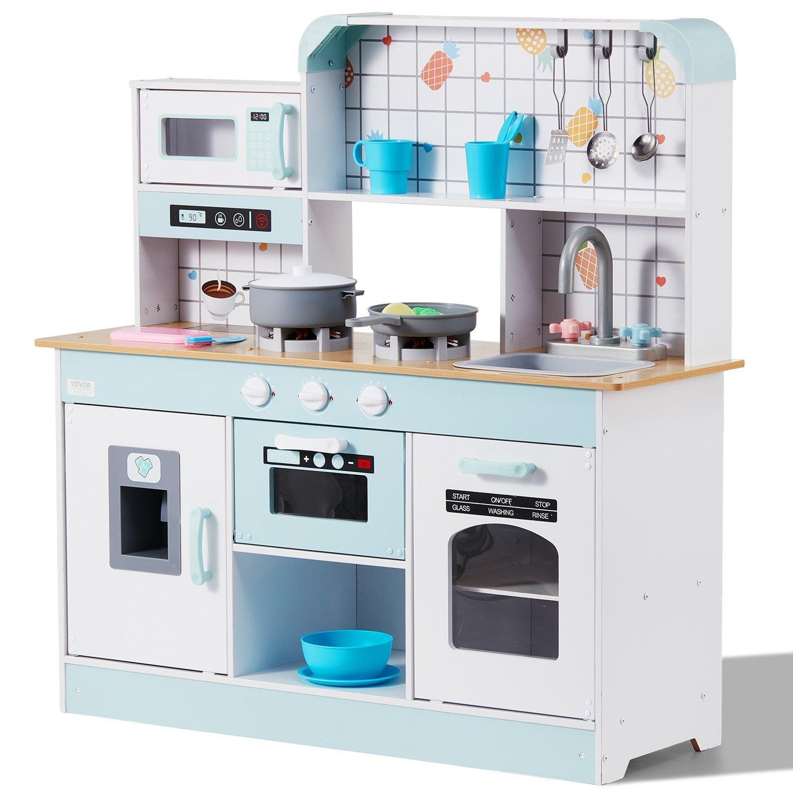 VEVOR Kids Kitchen Playset, Toddler Kitchen with Cooking Stove with Steam, Sounds and Lights