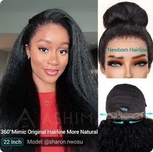 [Live Only] Glueless Newborn Hairline Invisi Strap 360 Skin Lace Frontal Kinky Straight Wig Pre-Everything Natural Look Human Hair Wig