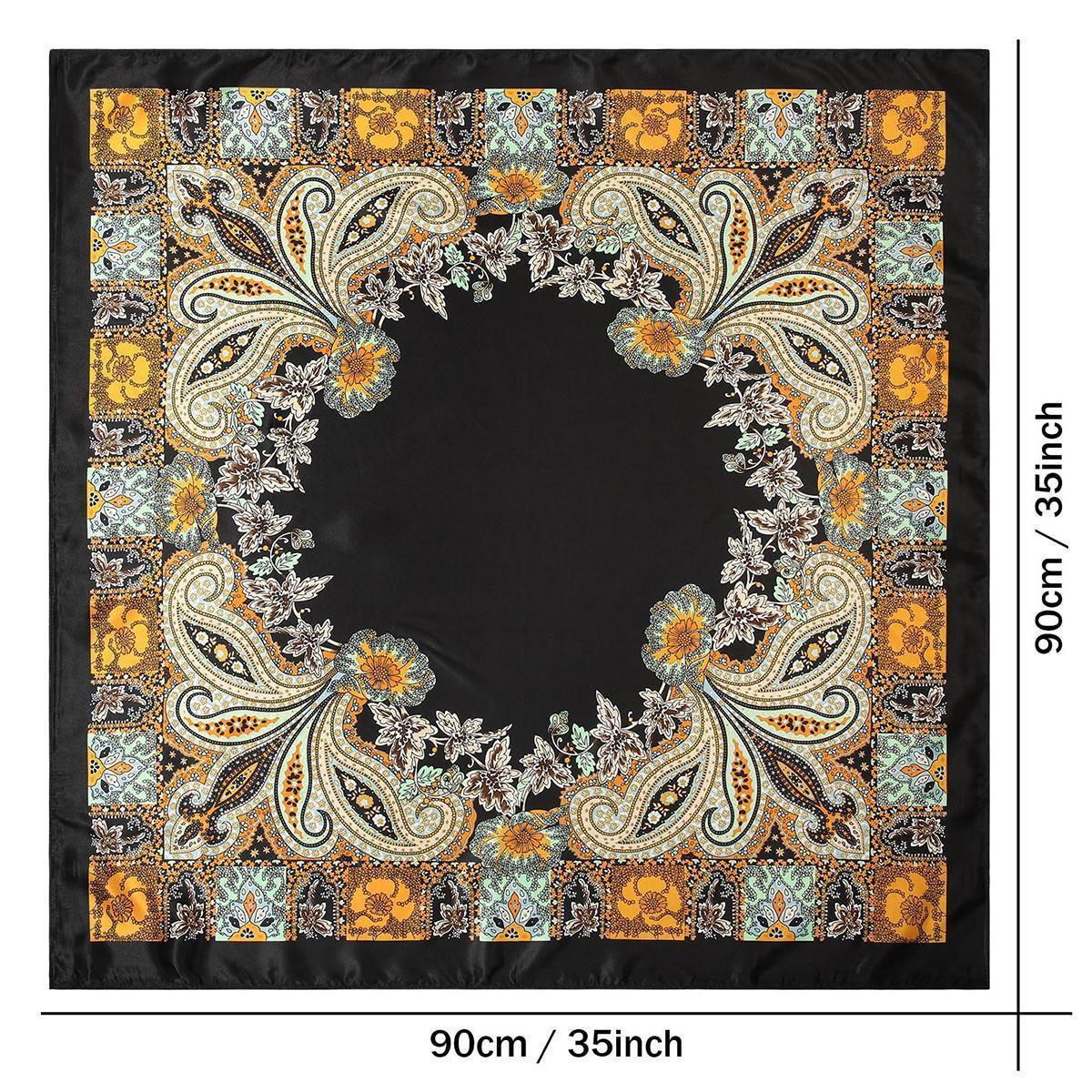 4PCS/Set 35'' Printed Square Head Scarf Neck Scarves for Women Silk Like Hair Kerchief Bandanas Neck Scarf Sleeping Head Wraps Hair Band Headscarf Female Hair Accessories