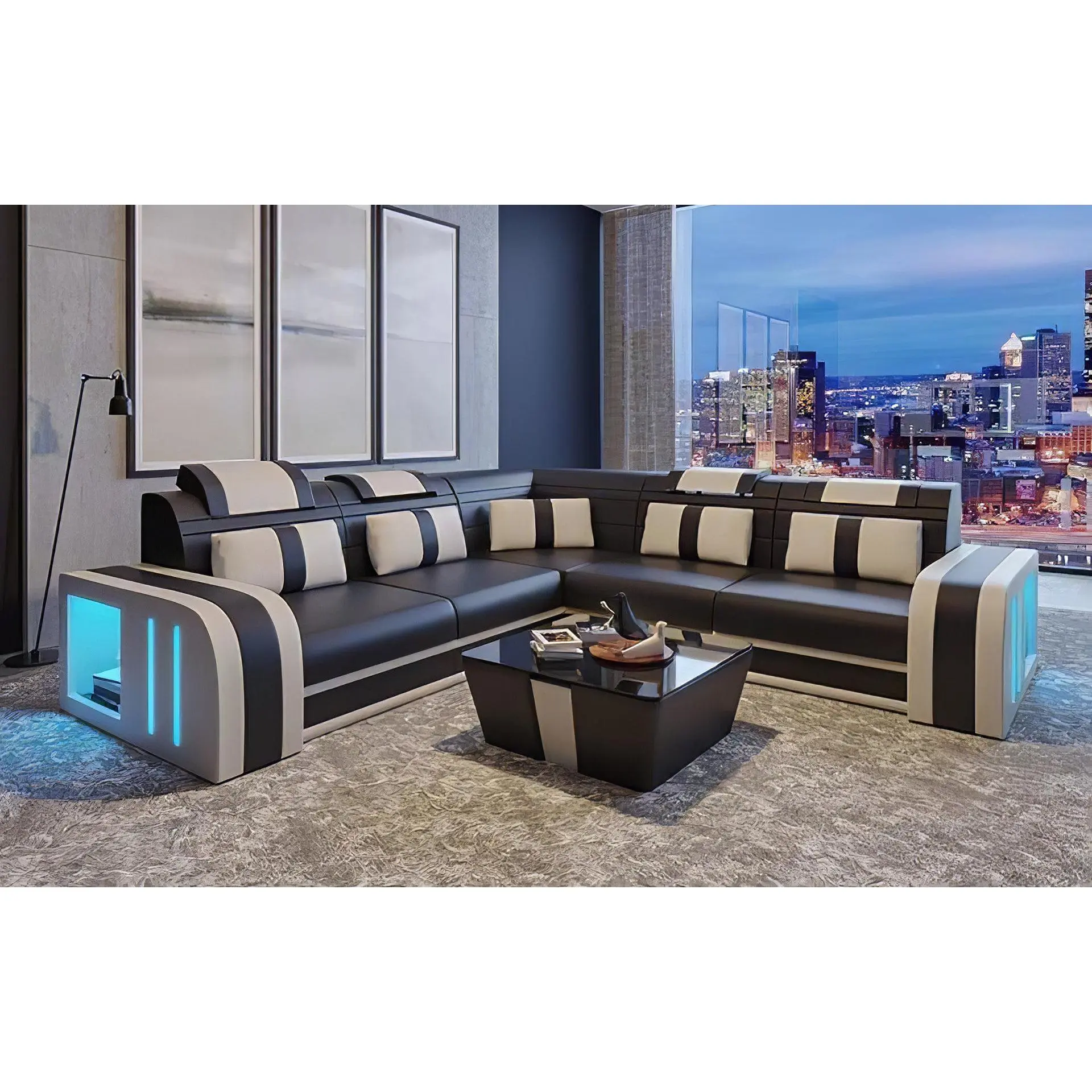 Ralutic Leather Corner Sectional with Side Storage