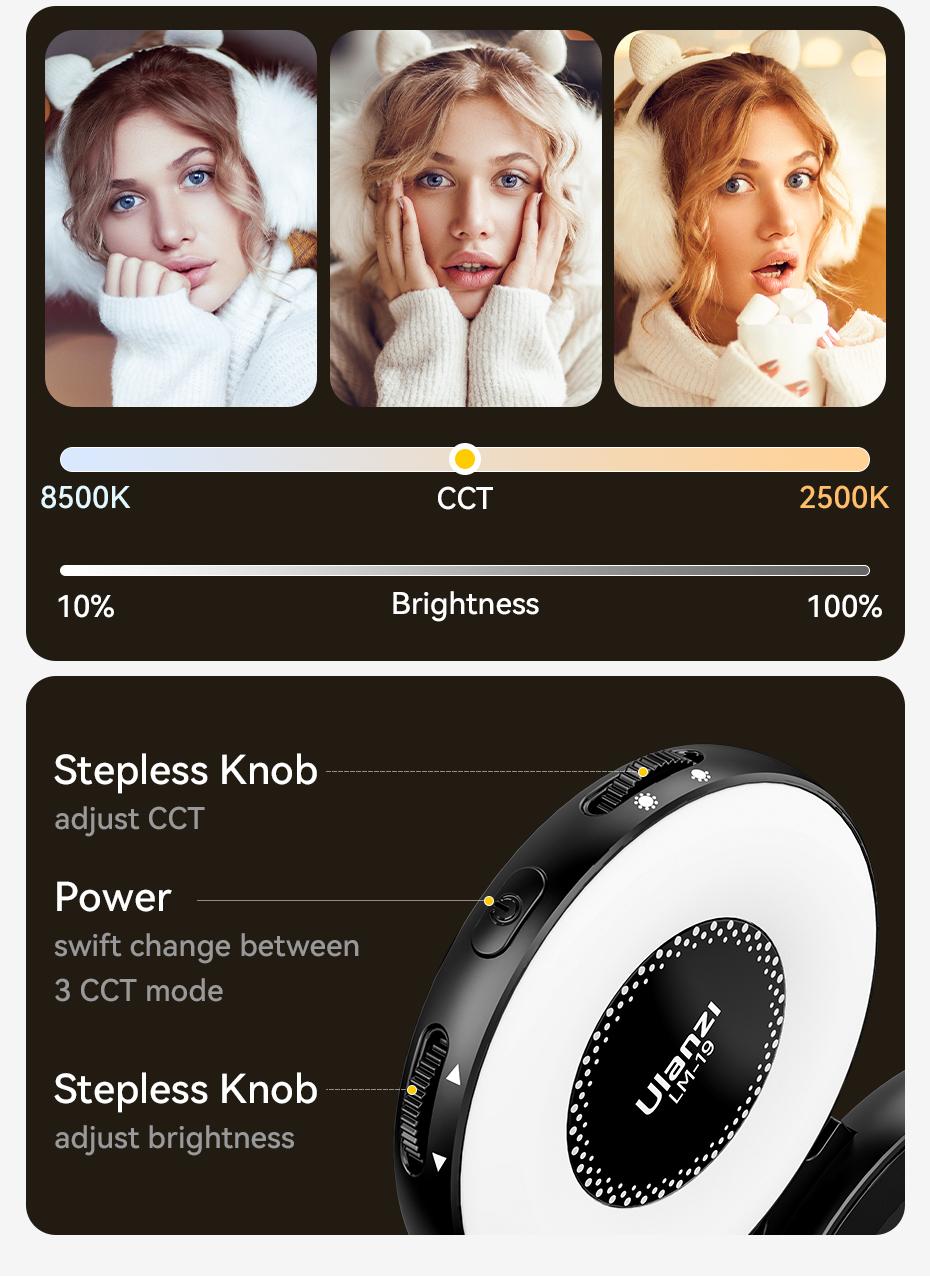 Ulanzi Magnetic Selfie Light LM19, LED Fill Light Compatible with Magsafe, LED Selfie Ring Light