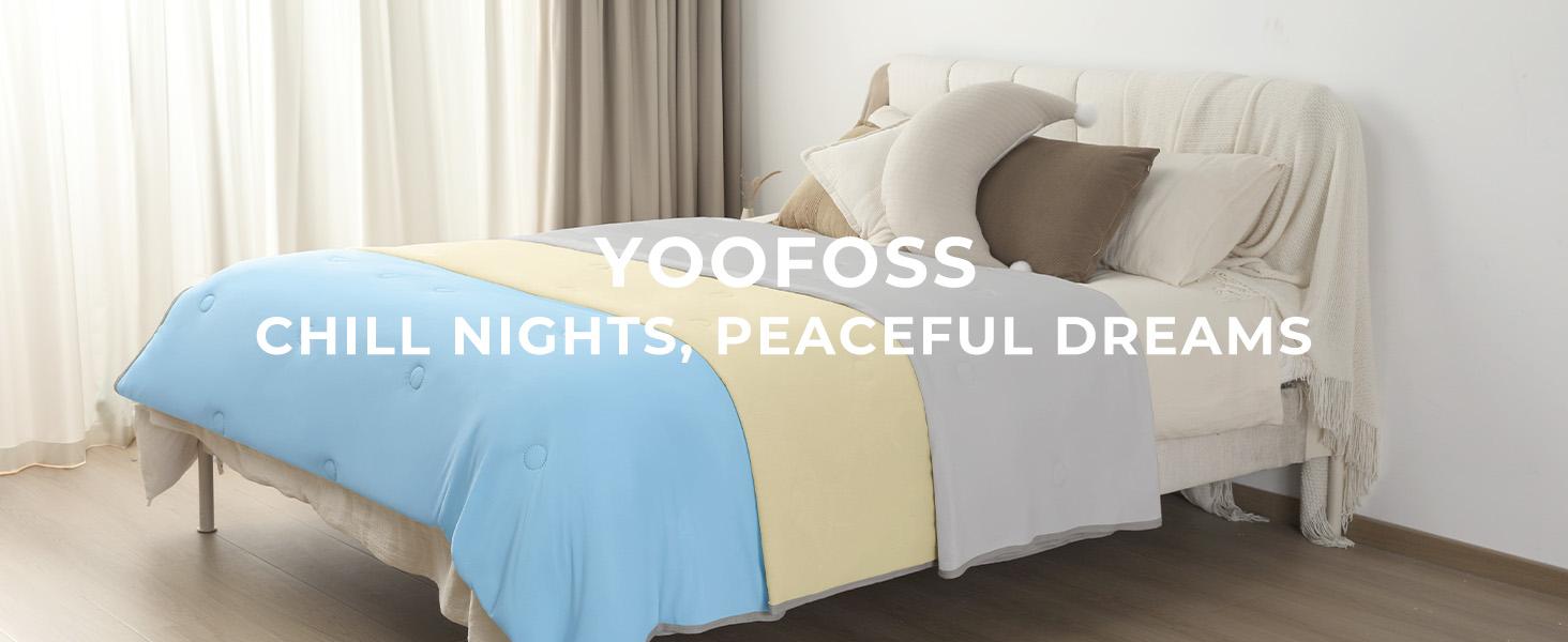 Yoofoss Cooling Comforter King Size Arc-Chill Q-Max 0.45 Modern Ice Cold Silk Smooth Blanket for Hot Sleepers Summer Lightweight Breathable Bedding