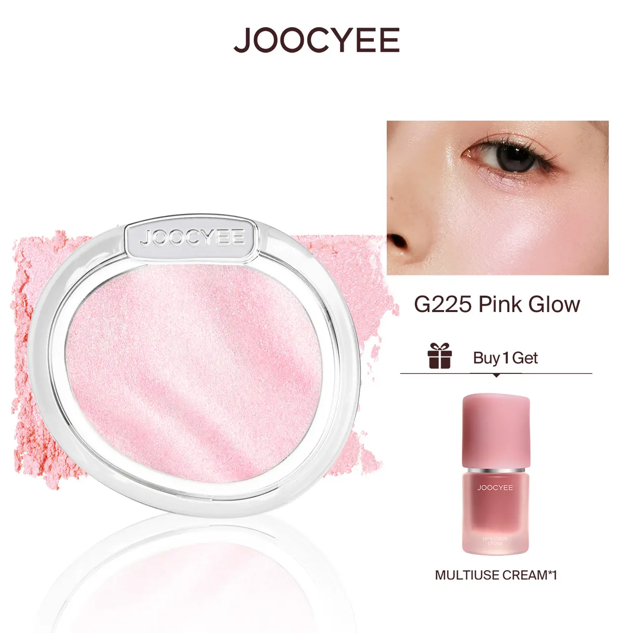 JOOCYEE Aura Blush, Aura Shimmer Blush Powder, Highlighter, Glazed, Long-Lasting, Sparkle, Fine Glitter, Multi-Use Blush Highlighter Eyeshadow, Beginner Friendly, Party, Summervibes, Summerwins campingessentials, Smoothing