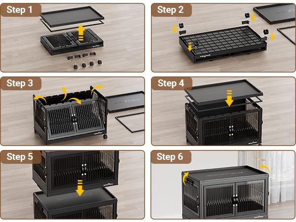 Broview 360Qt/480Qt/600Qt Stackable Storage Bins with 4x Lids, Each 120Qt Stackable Storage Bin,Front and Side Open Doors, Collapsible Closet Organizer and Storage Cabinet, Plastic Folding Box with Wheel Drawer for Home Office Dorm