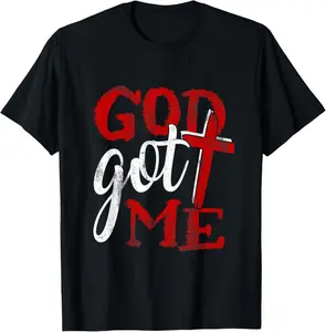 Round Neck Shortsleeve Cotton Graphic Tees Casual Streetwear Fashion God Christian Faithcross Got Me Religion Quote Inspriration T-Shirt