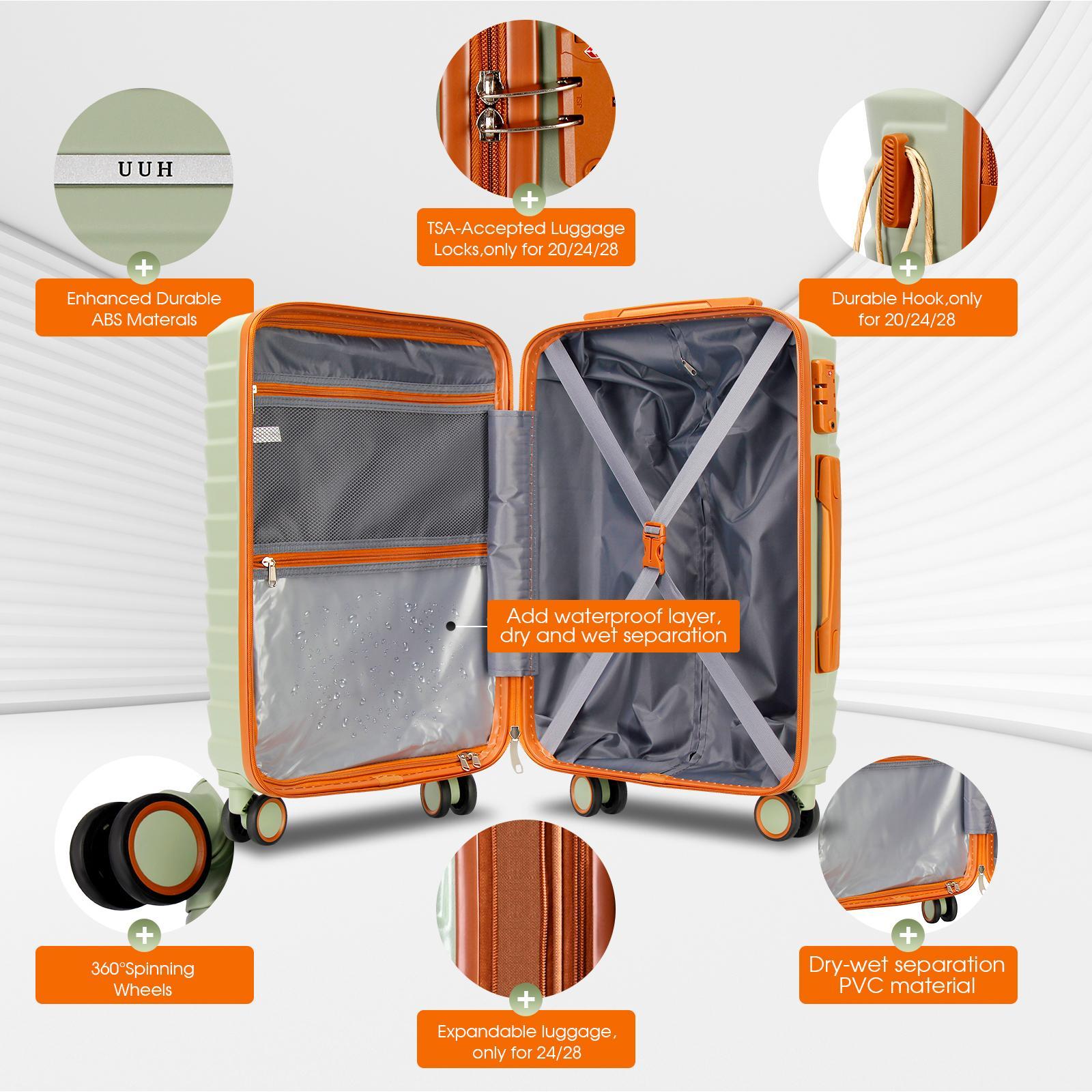 UUH Luggage set - 4pcs/6pcs/7pcs/8pcs/9pcs, Family Set with TSA Locks Durable Travel Free Suitcase UUH Luggage set - 4pcs/6pcs/7pcs/8pcs/9pcs, Family Set with TSA Locks Durable Travel Free Suitcase